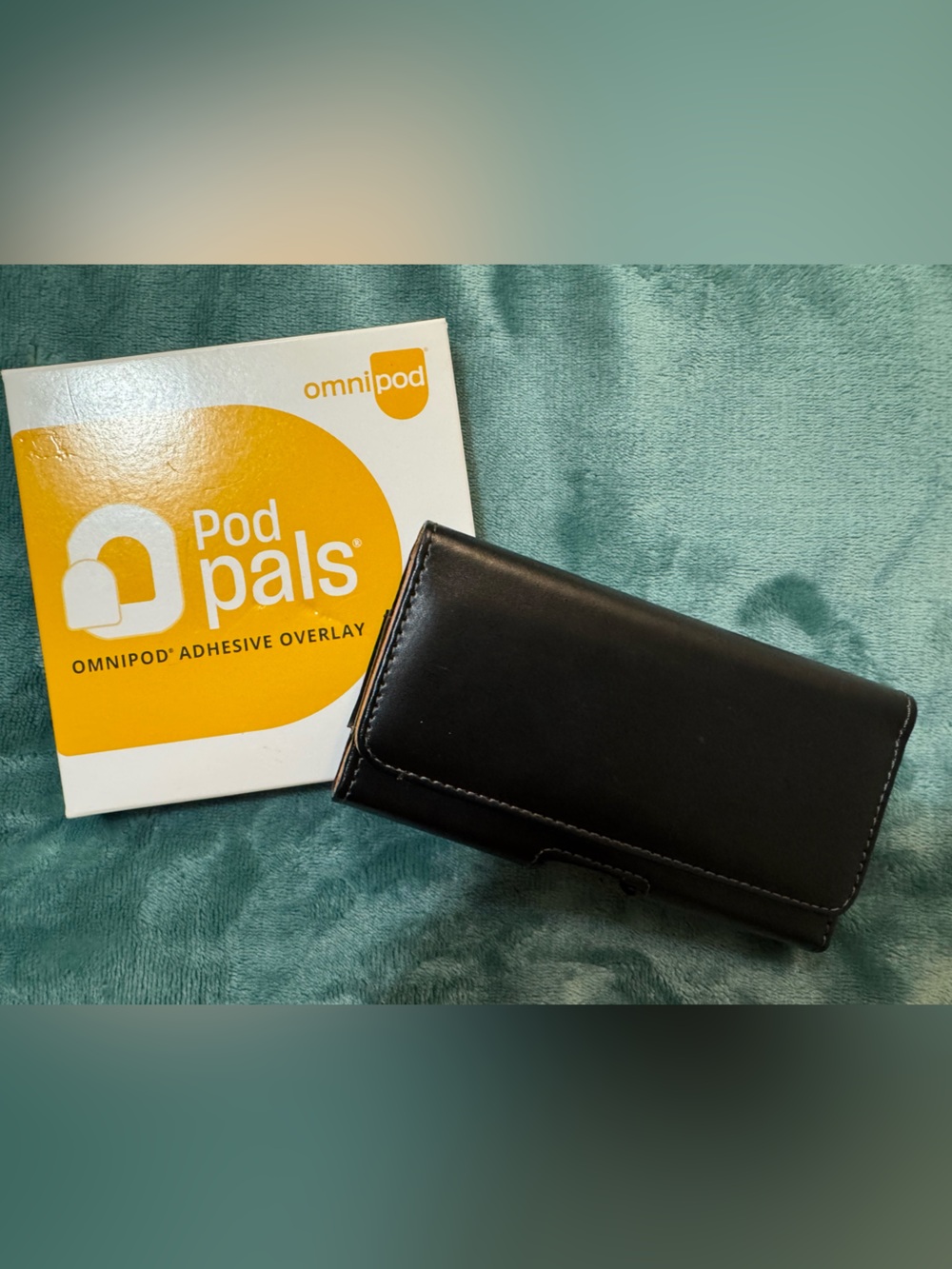 Black Leather Omnipod PDM Case w/ 360° Clip